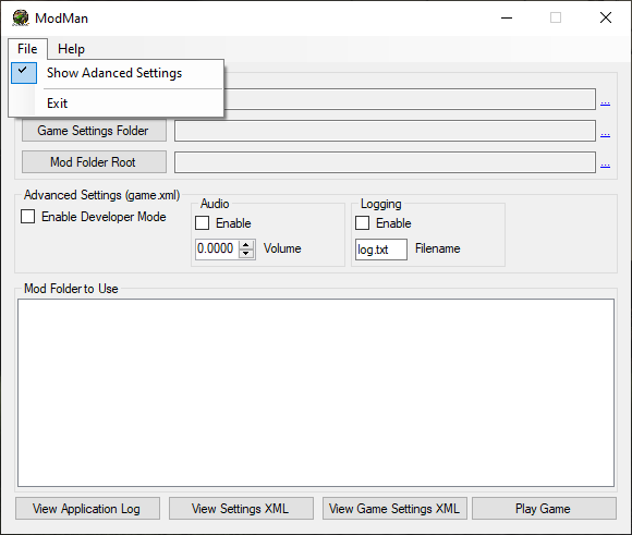 Show Advanced menu option